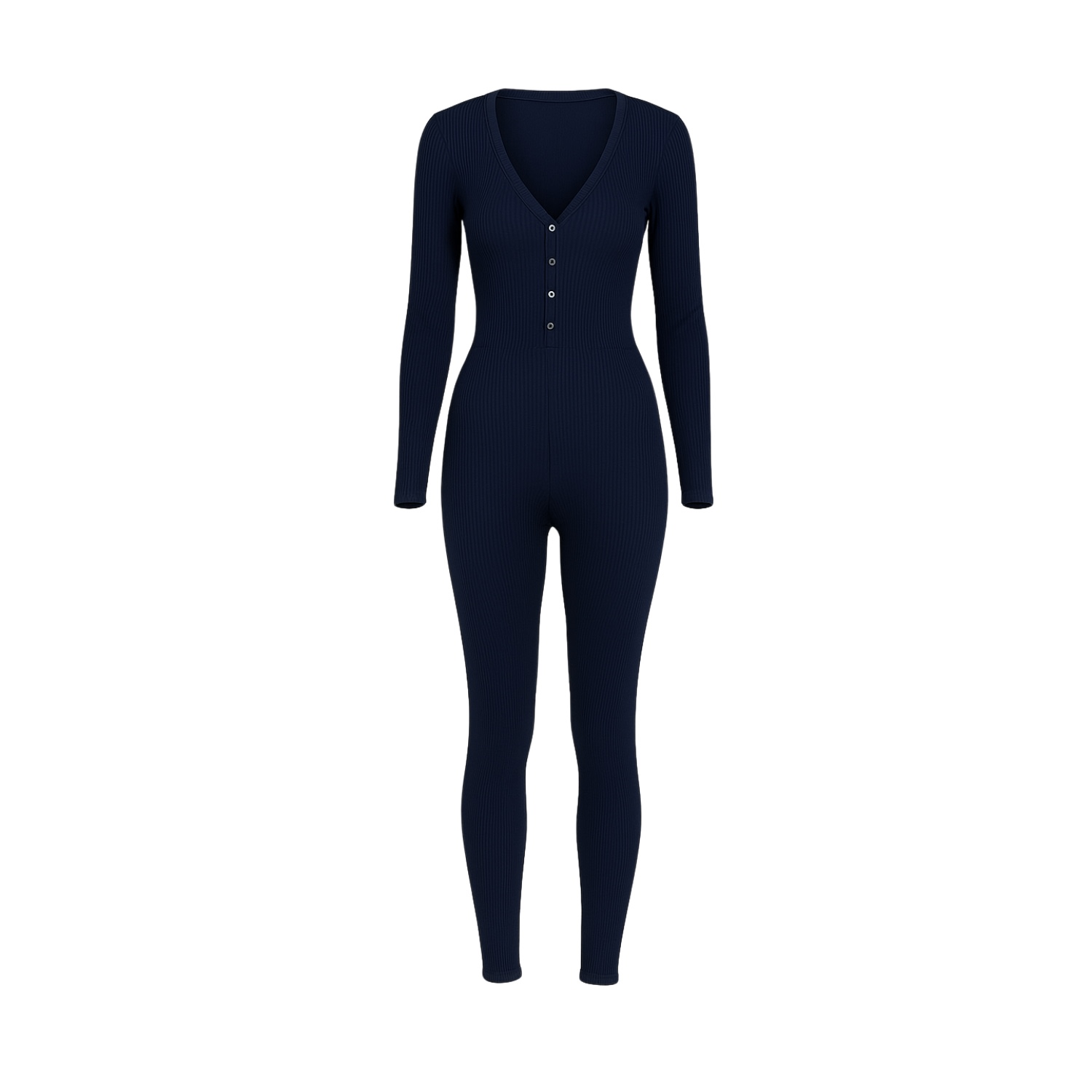 Altra Volta Women's Black / Blue Sculpt-rib Snap Jumpsuit In Multi