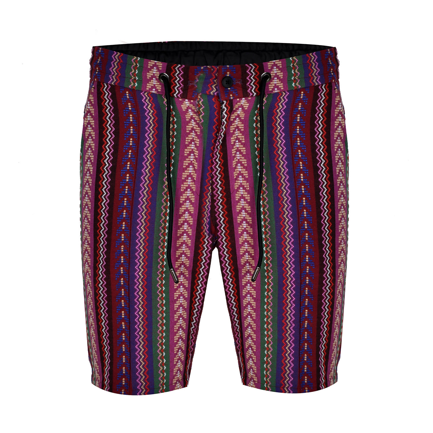 David Wej Men's Dareski Tribal Print Drawstring Shorts - Wine Multi