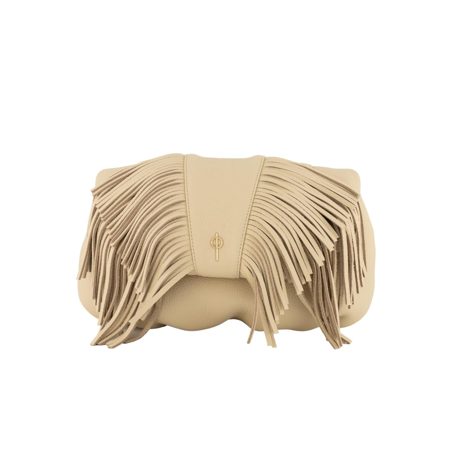 Women’s White Fringe Leda Clutch Beige Otrera