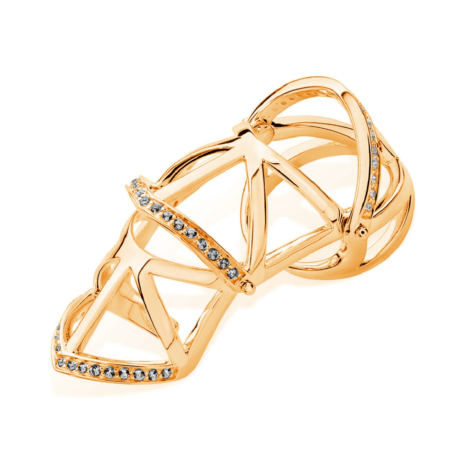 Lucy Quartermaine Art Deco Armour Ring In Gold