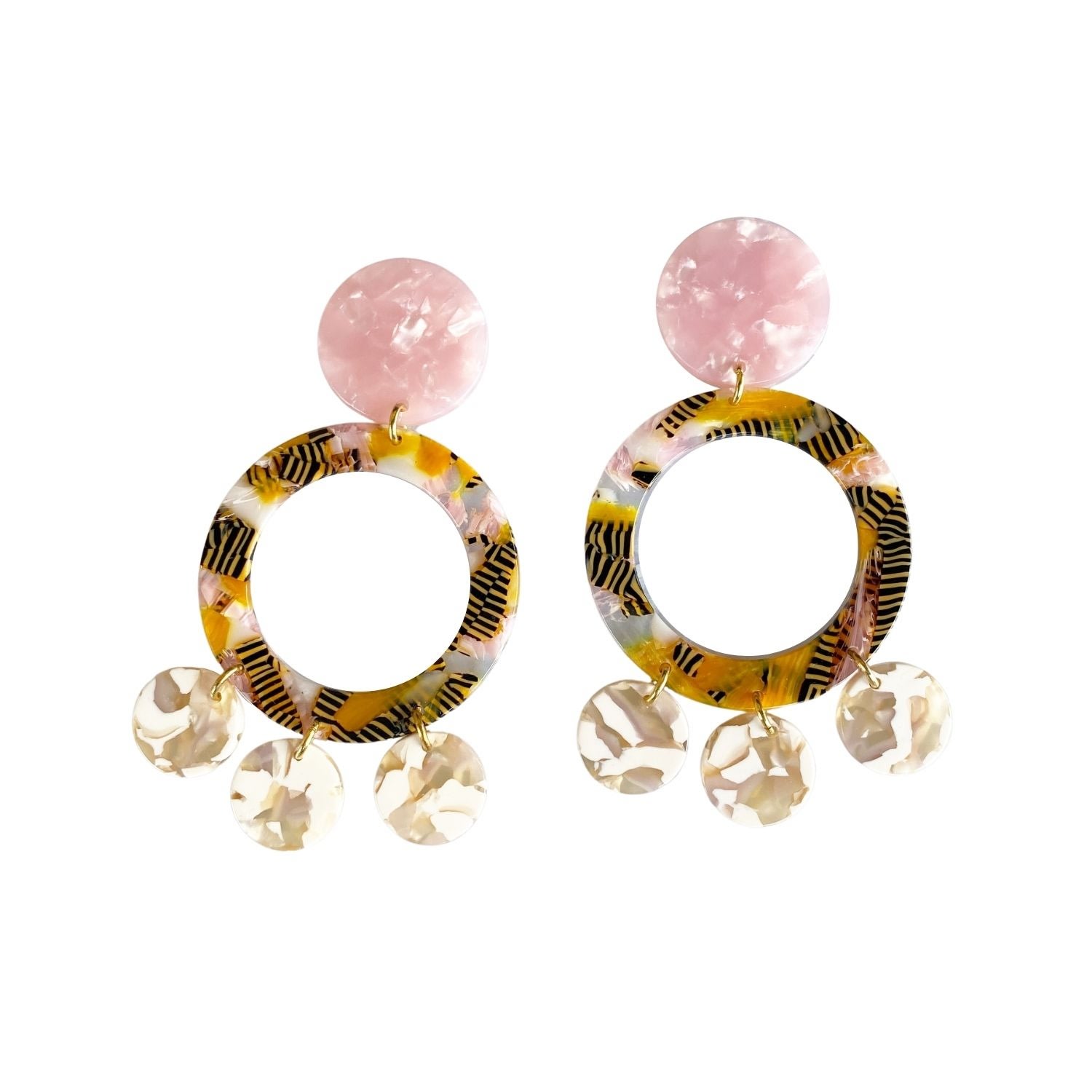 Women’s Open Circle Flutter Drop Earrings In Pink Tiger Closet Rehab