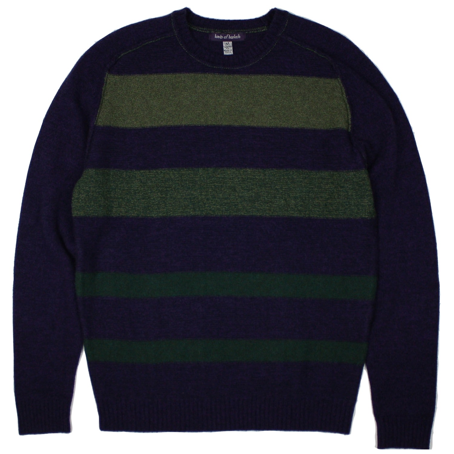 Men’s Green / Pink / Purple Dave Striped Crewneck Sweater In Plum Extra Large Lords of Harlech