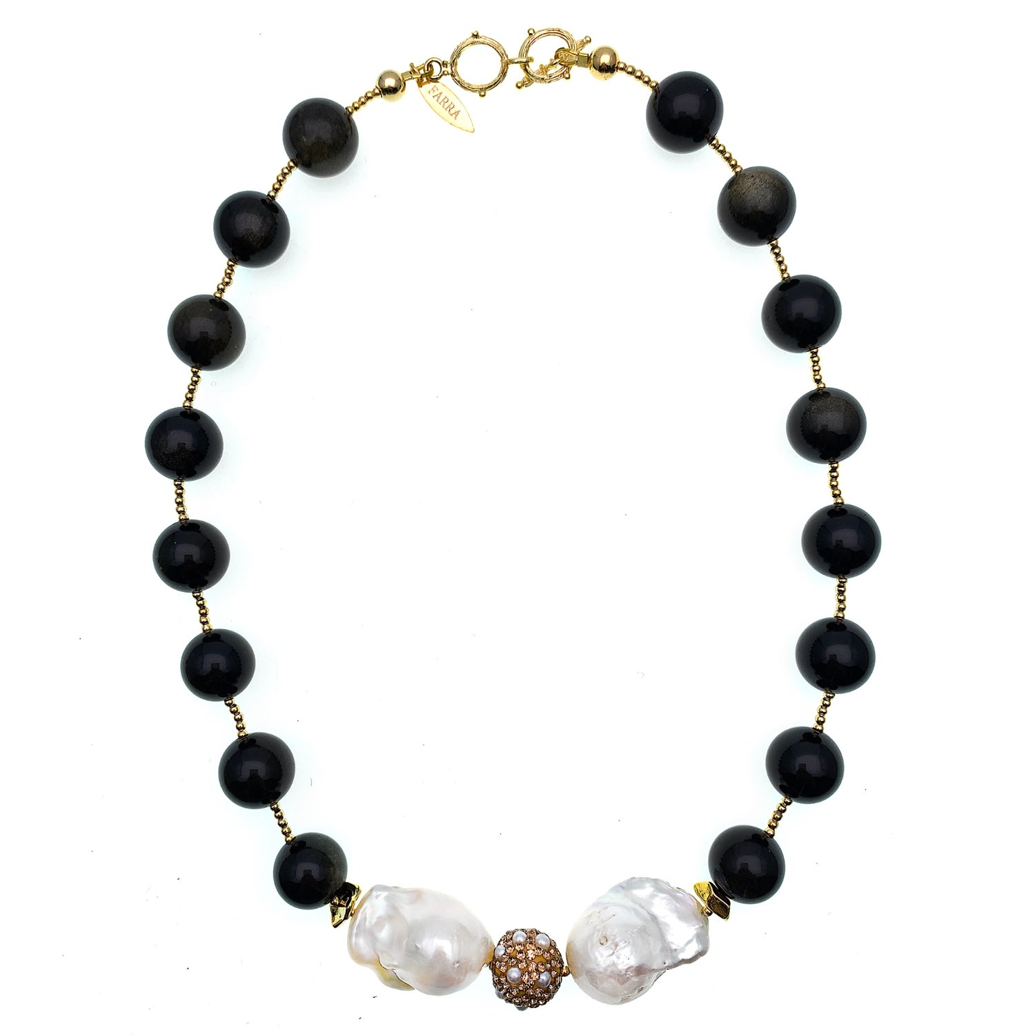 Women’s Black Gemstone With Baroque Pearl Statement Necklace Farra