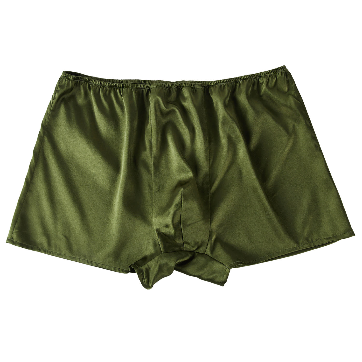Soft Strokes Silk Green Deep Olive Pure Mulberry Silk Men's Trunks In Green
