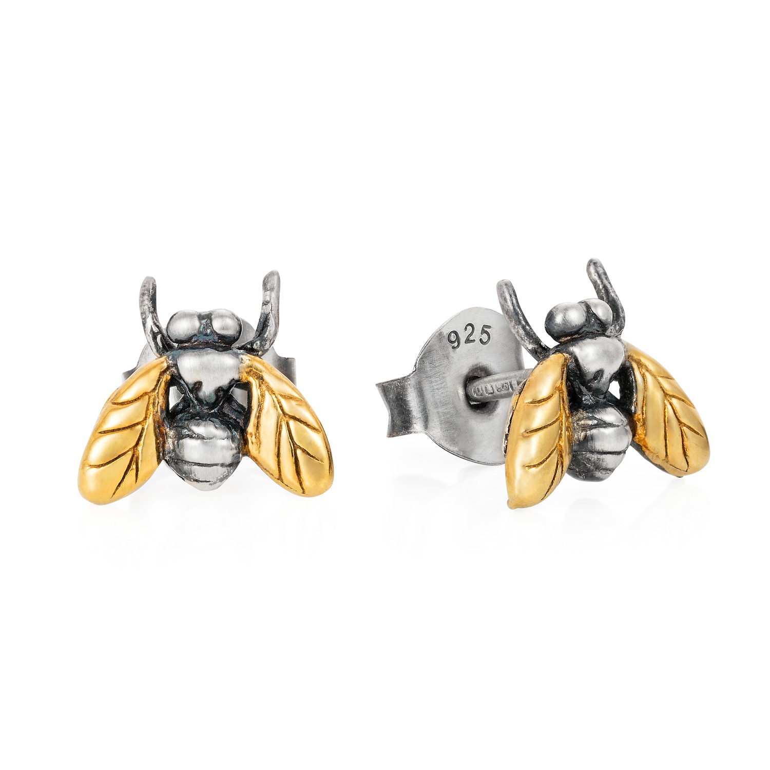 Women’s Silver Gilded Little Fly Stud Earrings Yasmin Everley Jewellery