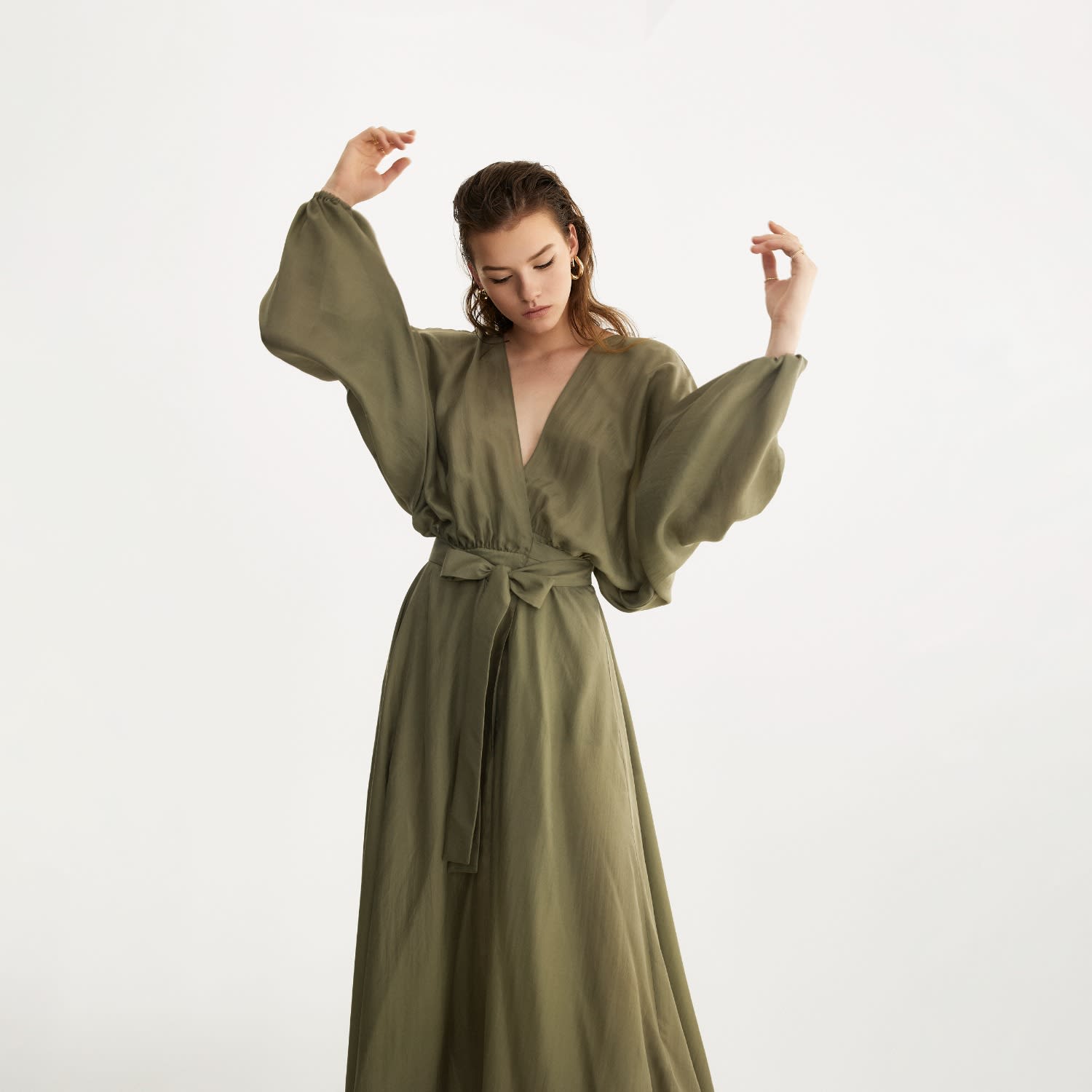 Charlotte Shirtdress In Olive Green, MARIE LOUISE DE MONTEREY