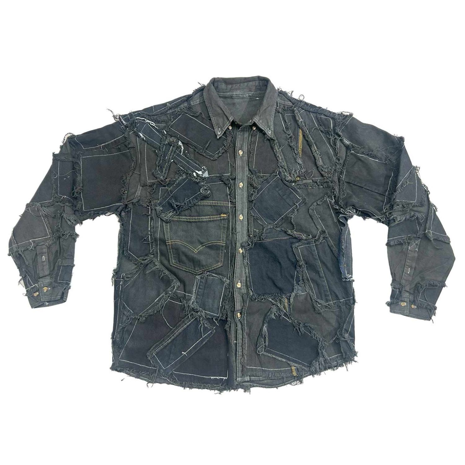 Zasta Studio Men's Shredded Couture Denim Jacket L