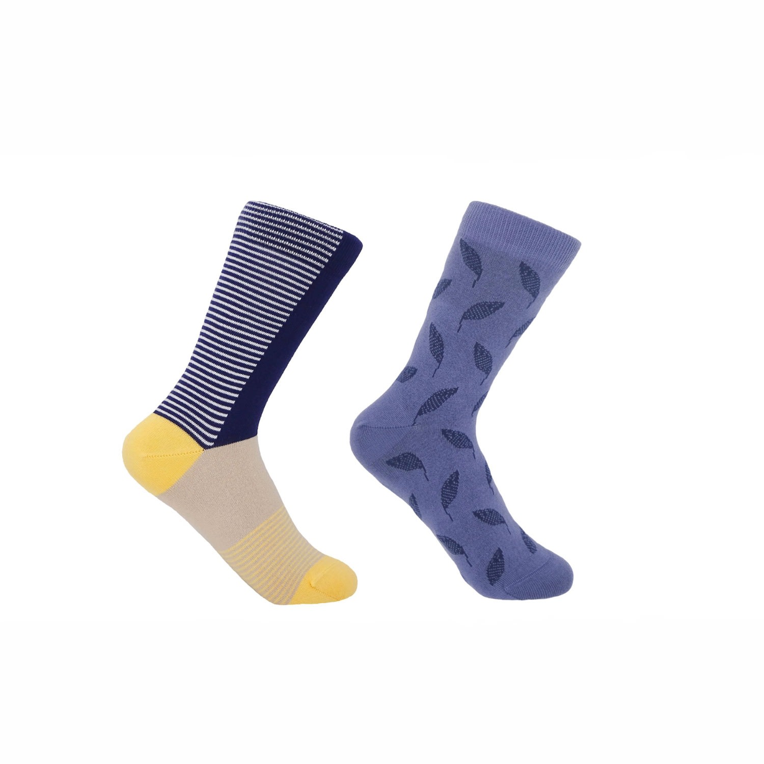 Peper Harow - Made In England Buttercup Anne & Navy Leaf Women's Socks 2 Pack In Blue