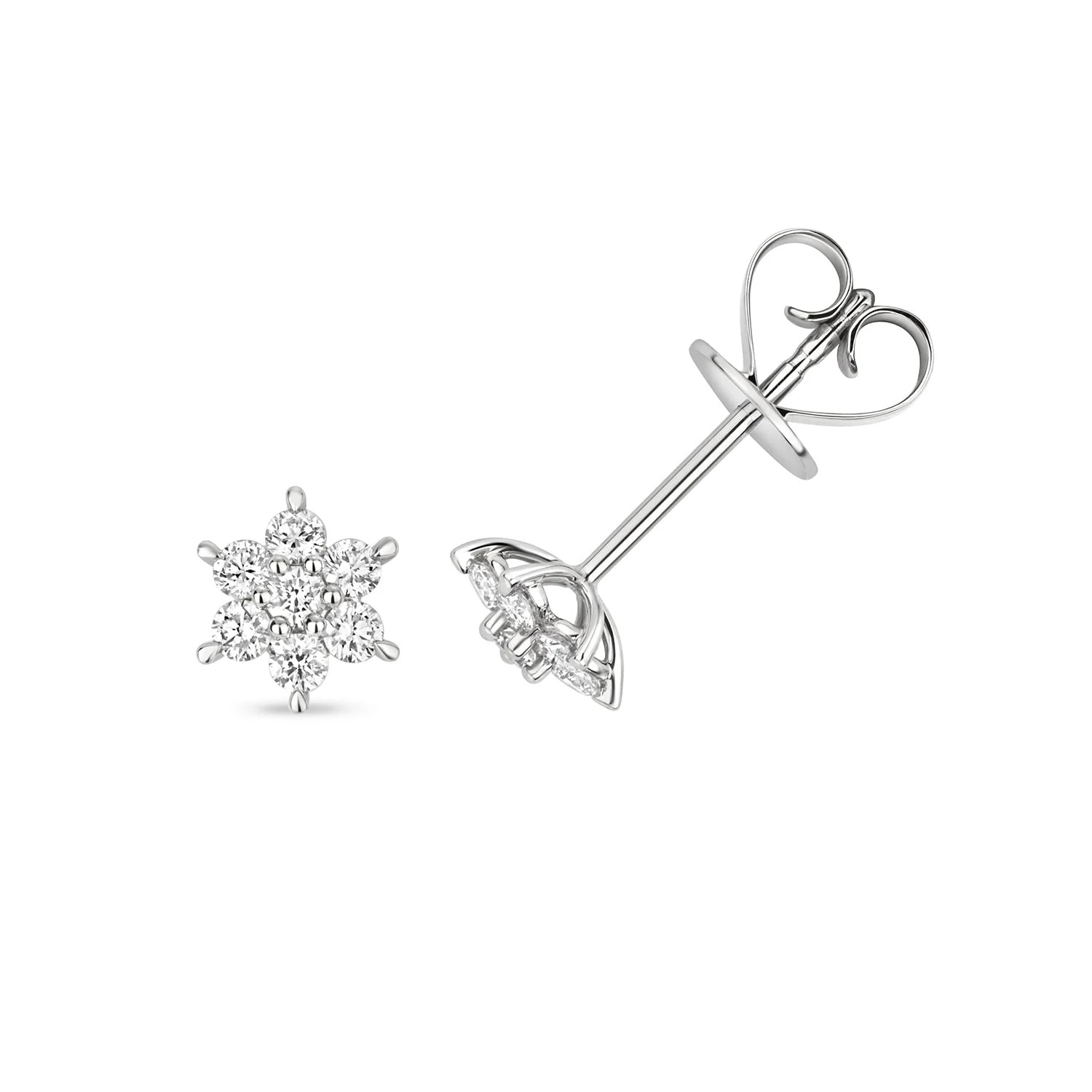 Cervin Blanc Women's White / Gold Diamond Cluster Studs In White Gold In Multi