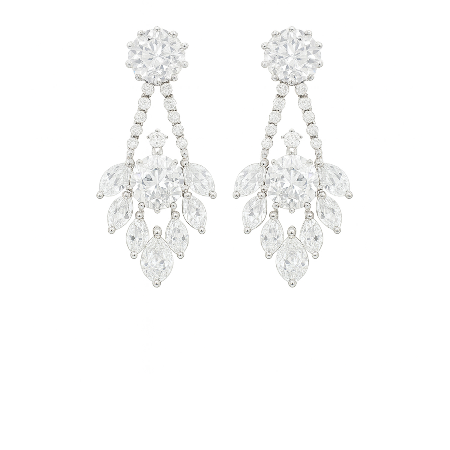 The Gala Women's White Crystal Chandelier Cluster Earrings In White