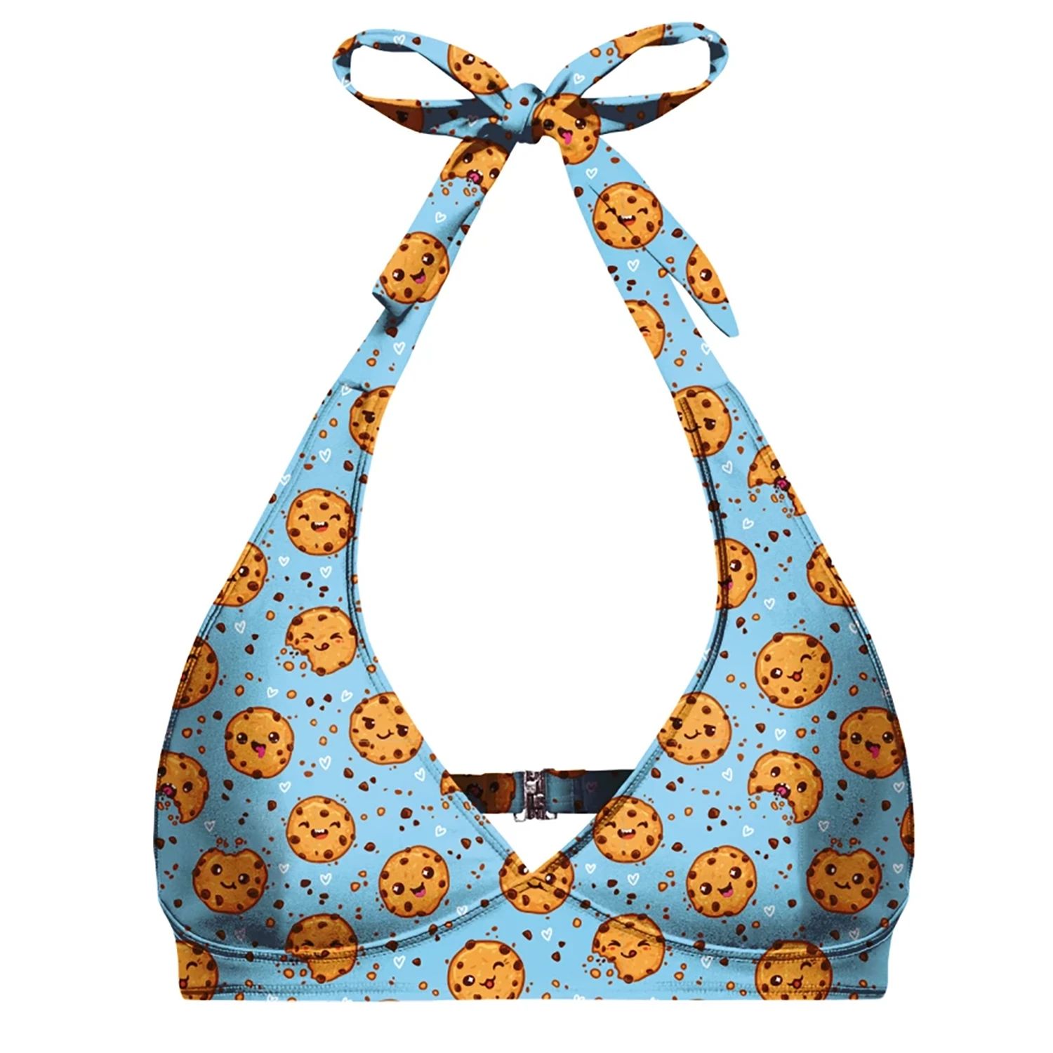 Aloha From Deer Women's Blue Cookies Halter Neck Bikini Top In Blue
