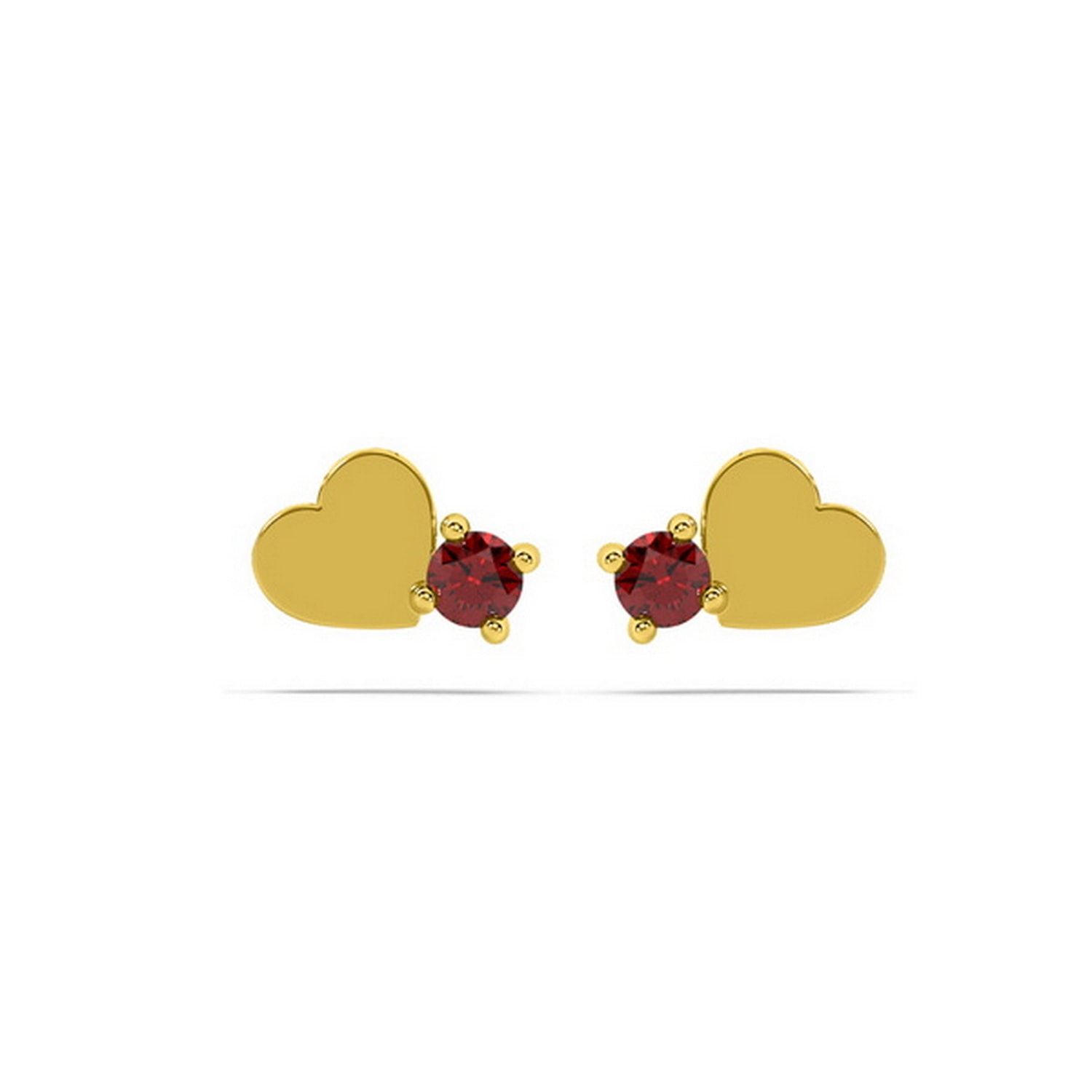 Women’s Ruby Heart Stud - Gold Oni Fine Jewelry