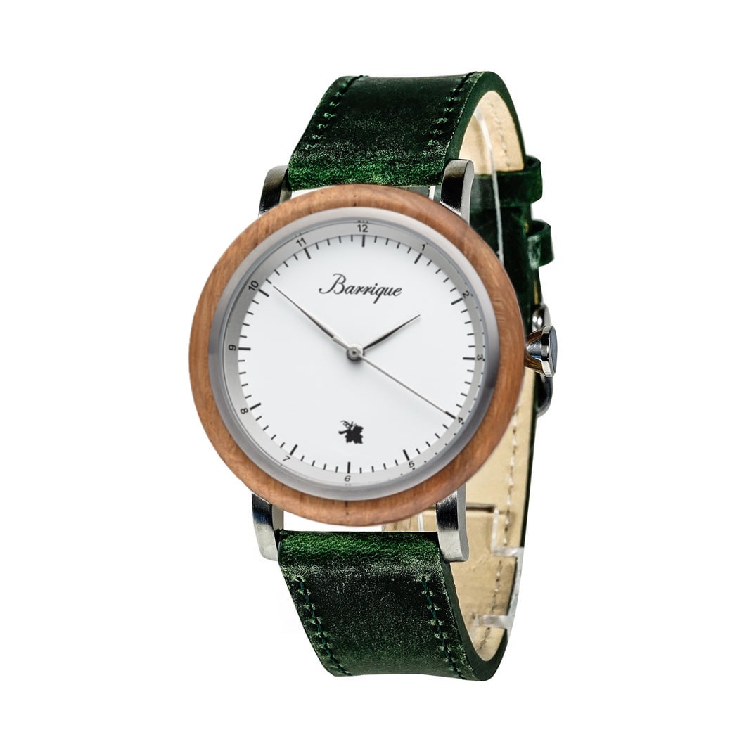 Men’s Green / White / Brown Grapevine Wine Barrel Leather Watch Waidzeit