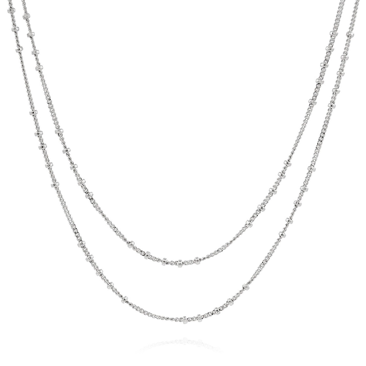 Women’s Silver Double Satellite Chain Necklace Côté Caché