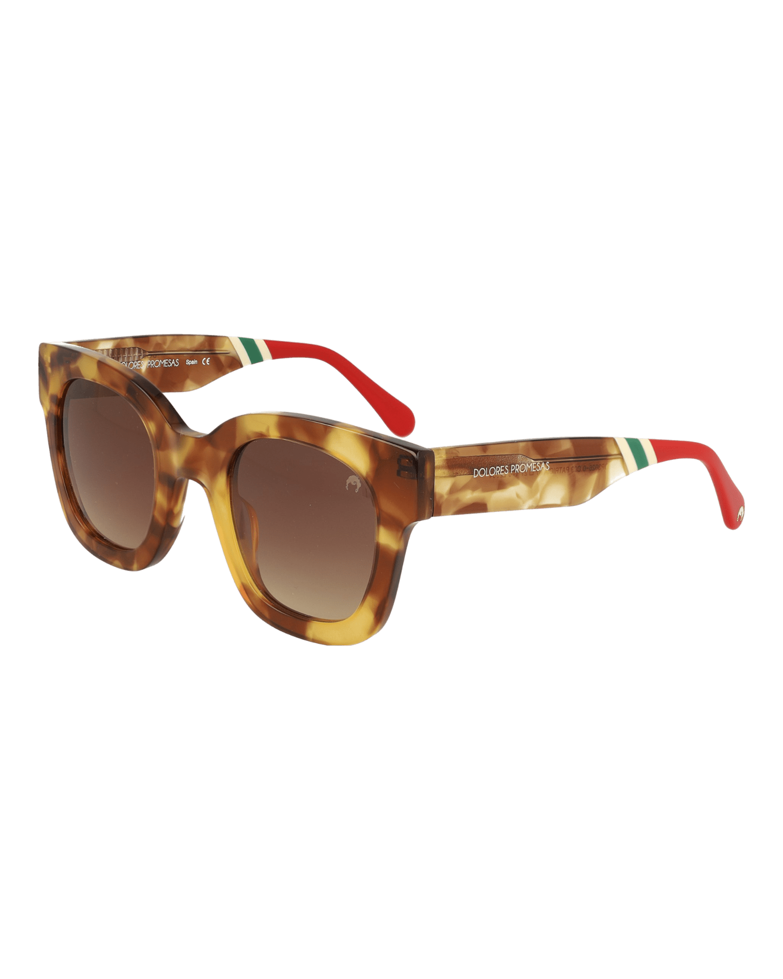 Women’s Brown Black And Red Square Trendy Glasses With Polka Dot Print One Size Dolores Promesas