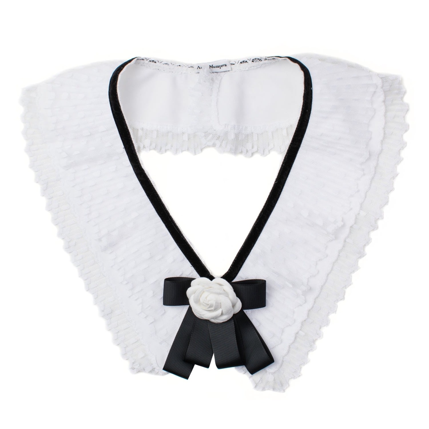 Women’s White / Black Genevieve Collar One Size Azima Musayeva