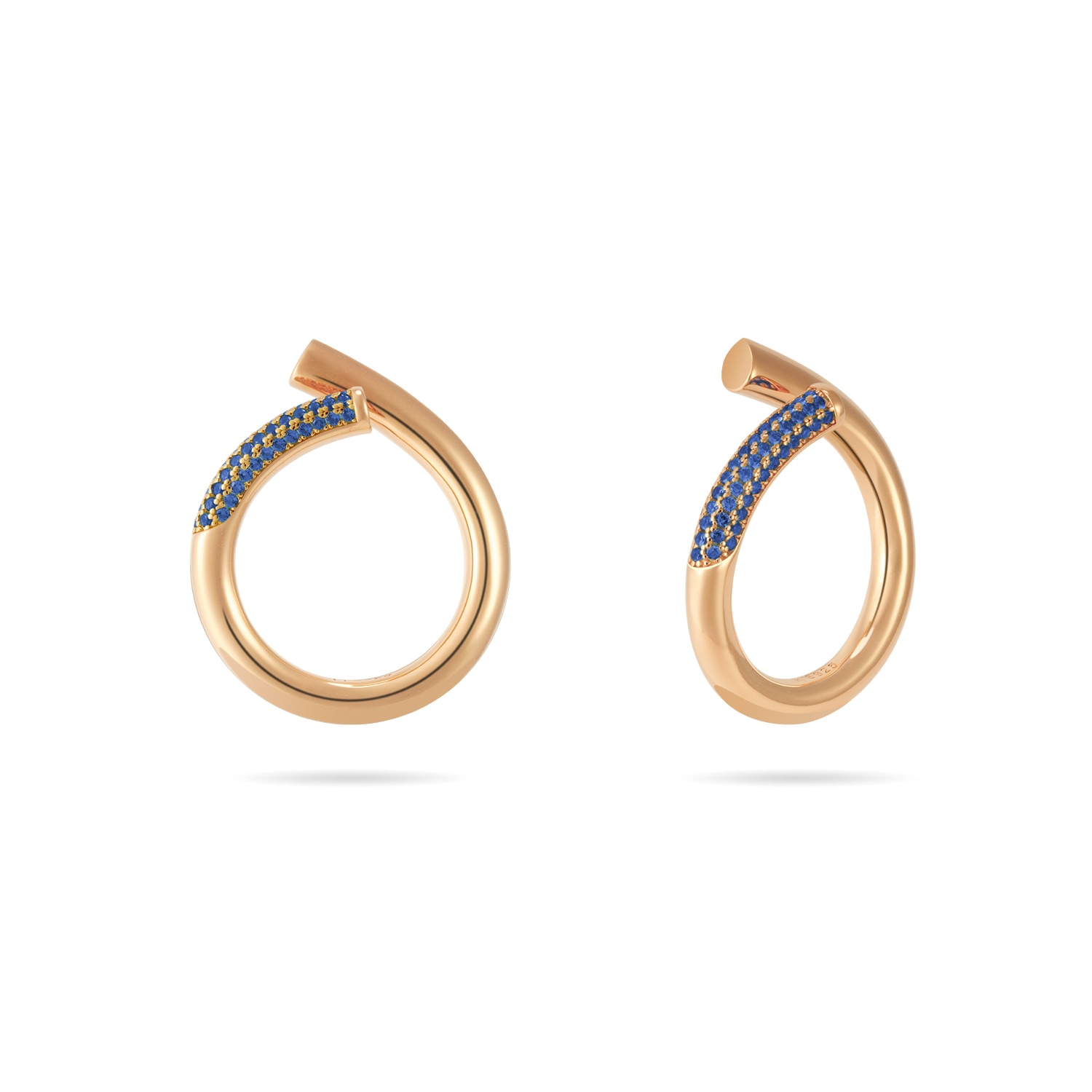 Meulien Women's Rose Gold / Blue Open Twist Waterdrop Ring - Rose Gold, Blue Stone In Rose Gold/blue
