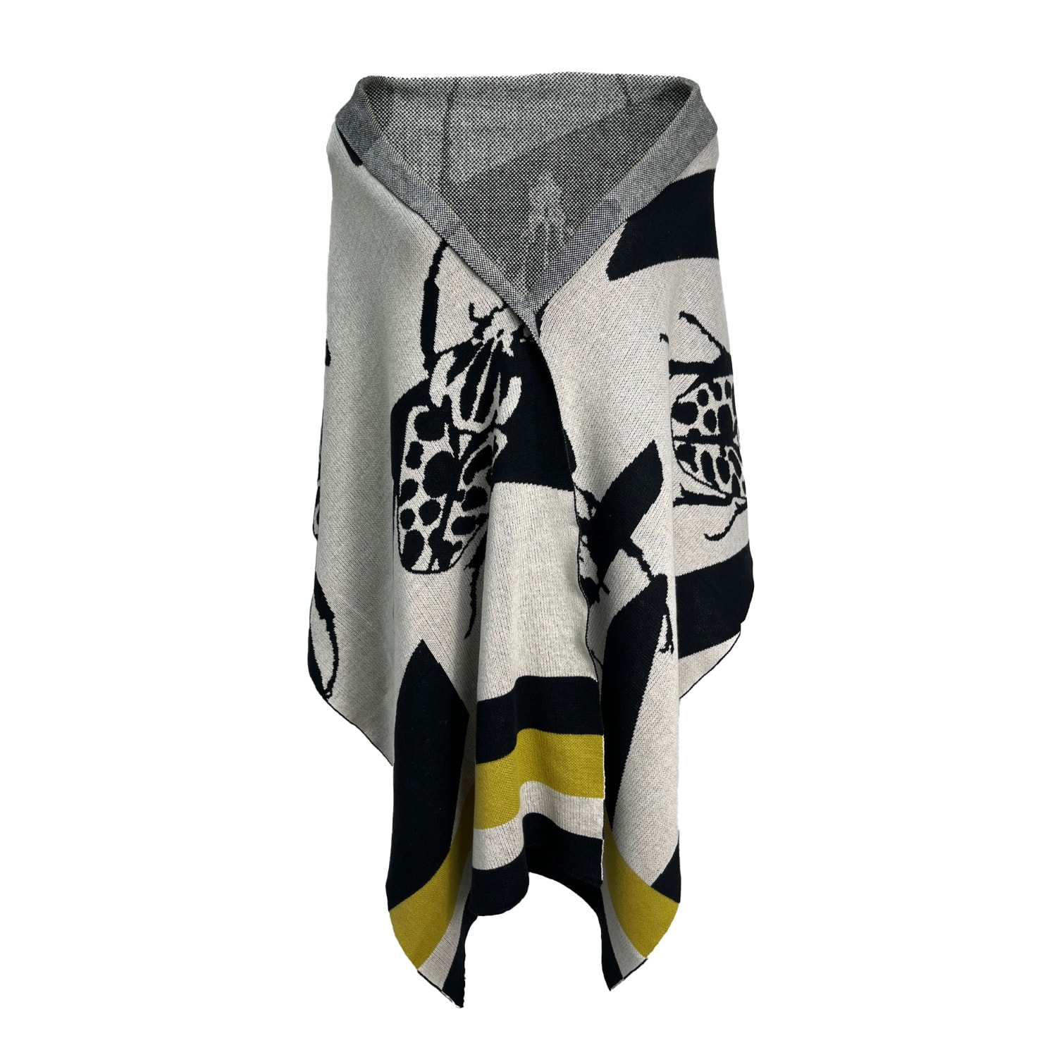 Women’s Black / White / Yellow Mosaic Goliath Beetle Cotton Knitted Scarf - Chartreuse, Black & Ivory One Size Sisu Sisu