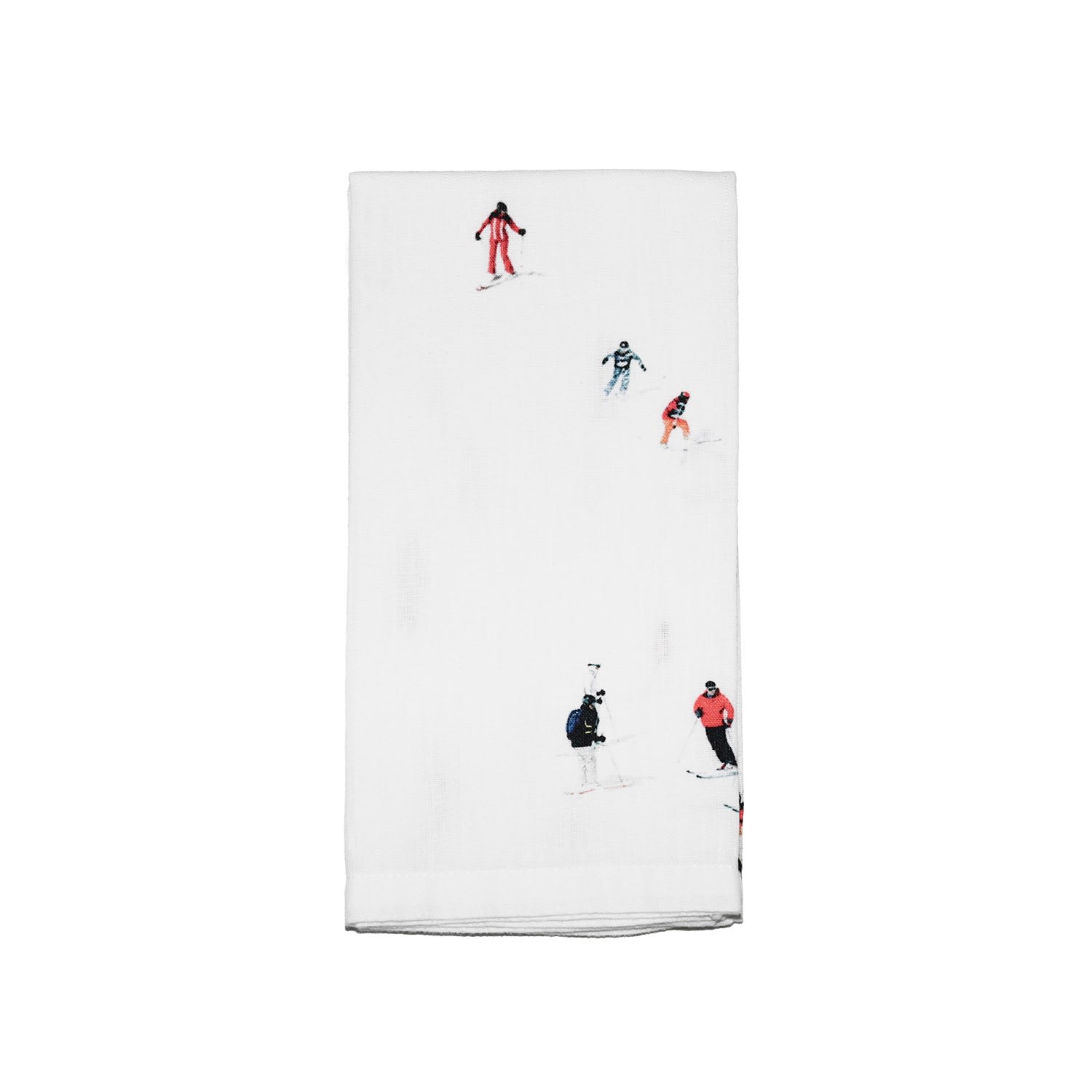Dede Johnston White Skiers Printed Linen Napkin In White