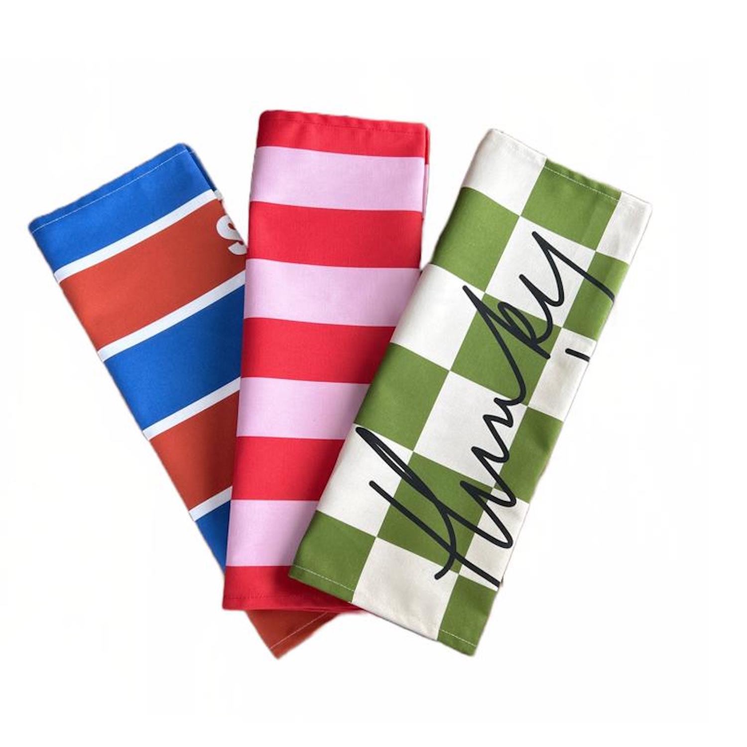 Fanclub Tea Towel Gift Set In Blue/green/pink/red