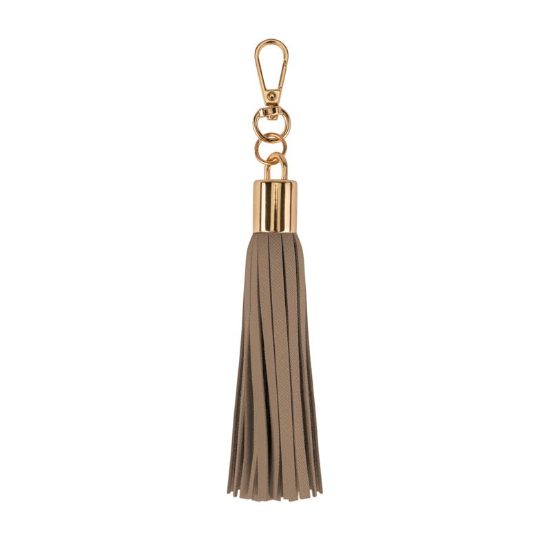Jlr London Brown Luxe Vegan Leather Tassel Keyring - Mocha In Brown
