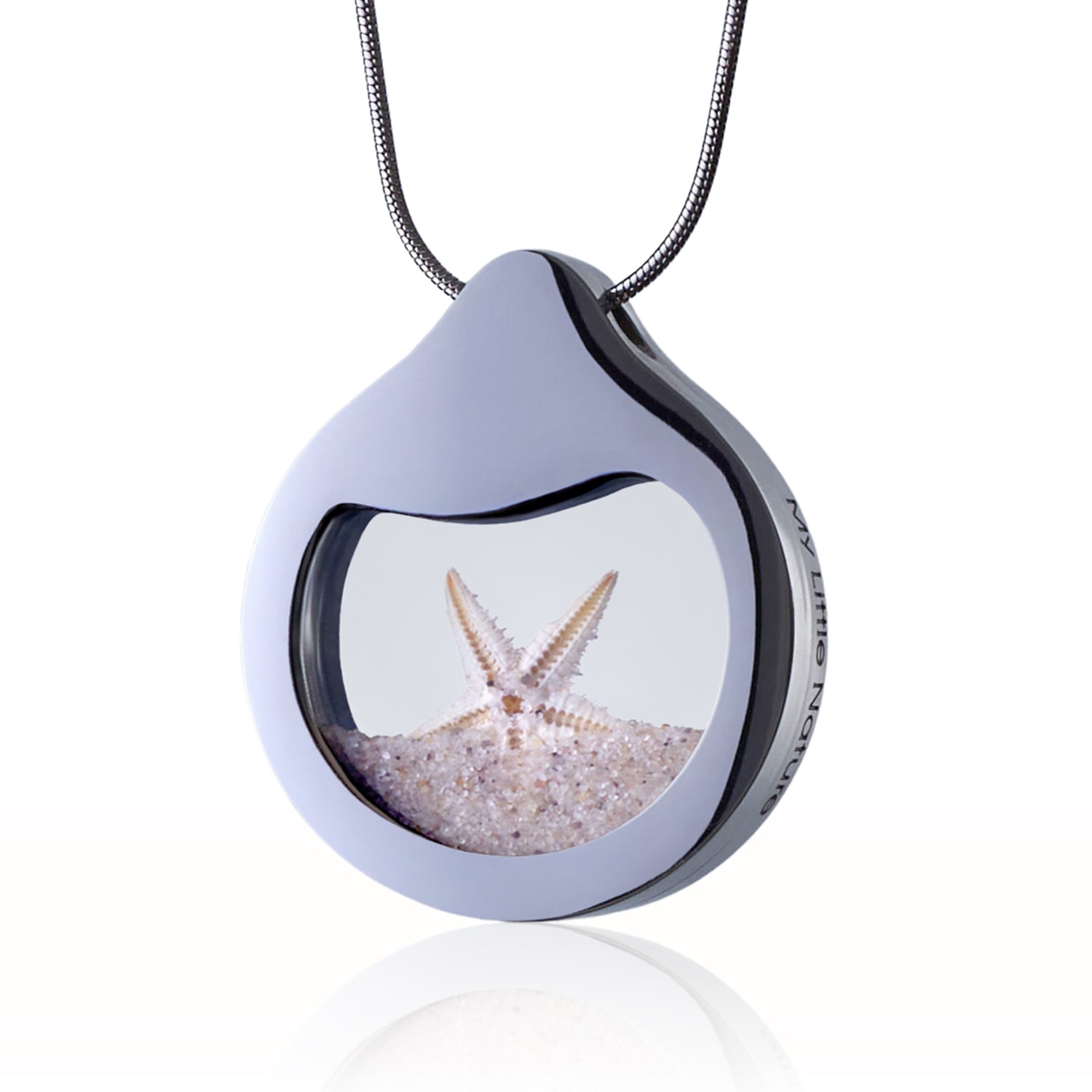 My Little Nature Women's Brown / Neutrals / Silver Starfish Necklace With Starfish & Beach Sand – Coastal-inspired Je In Multi