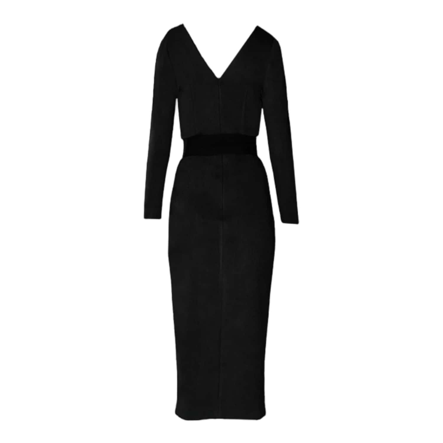 Alina Cernatescu Midi Office Dress with Drapery and Textile Belt - Black