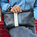 Lynn Tallerico New Nancy In Black Leather With Cream & Black Stripe In Black