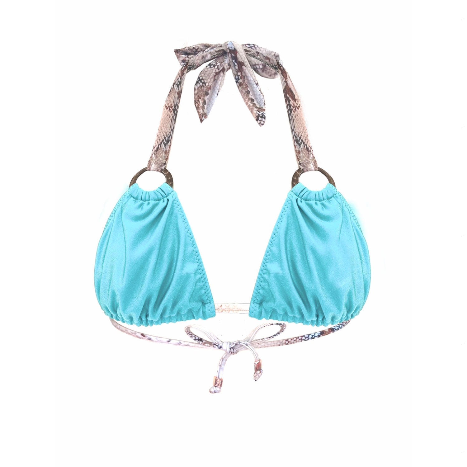 Deessa Ibiza Women's Neutrals / Blue Aqua Blue Triangle Bikini Top Molly In Blue