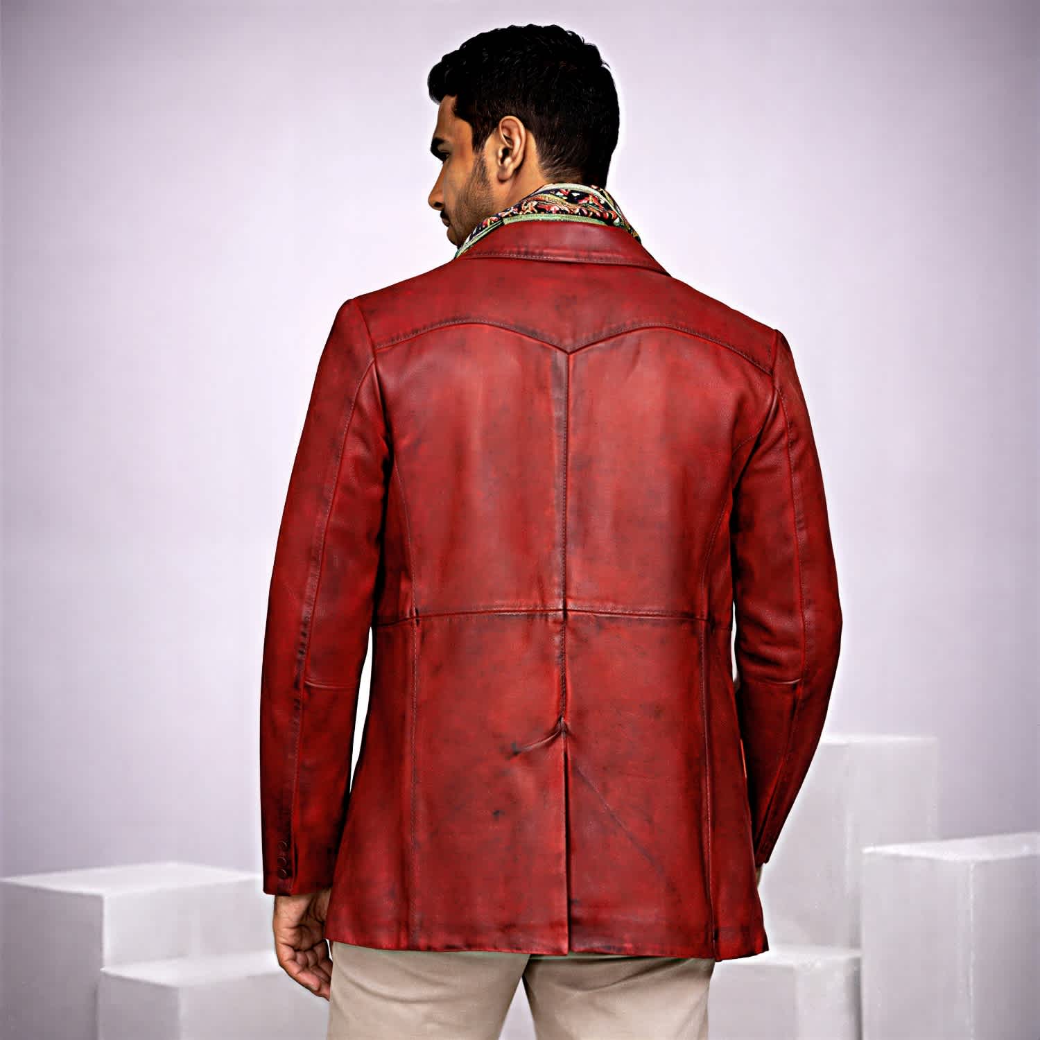 Acid Tones X - Red Leather Blazer | ZastaStudio | Wolf & Badger