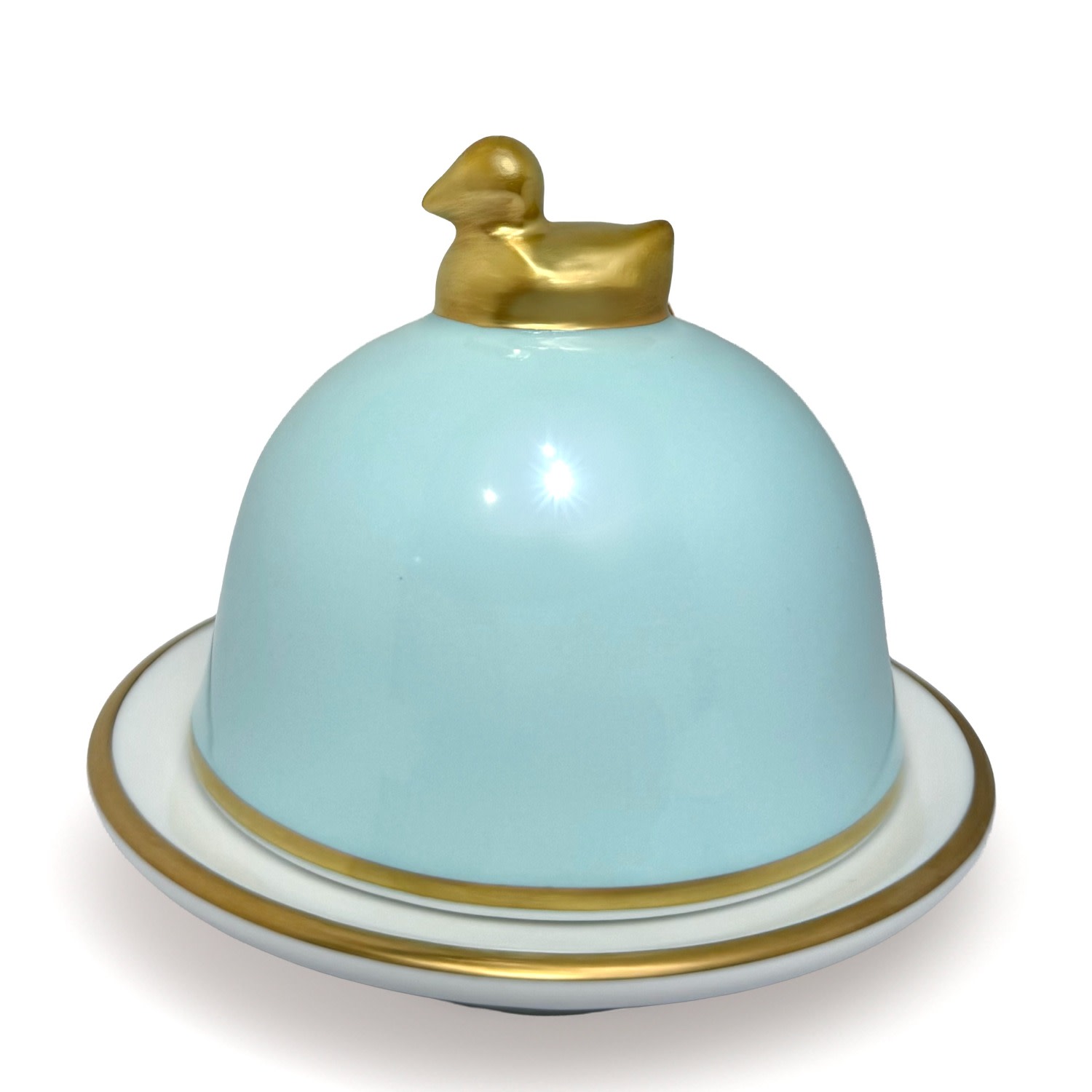 Eliská Butter Dish With Canard - Pale Blue In Blue