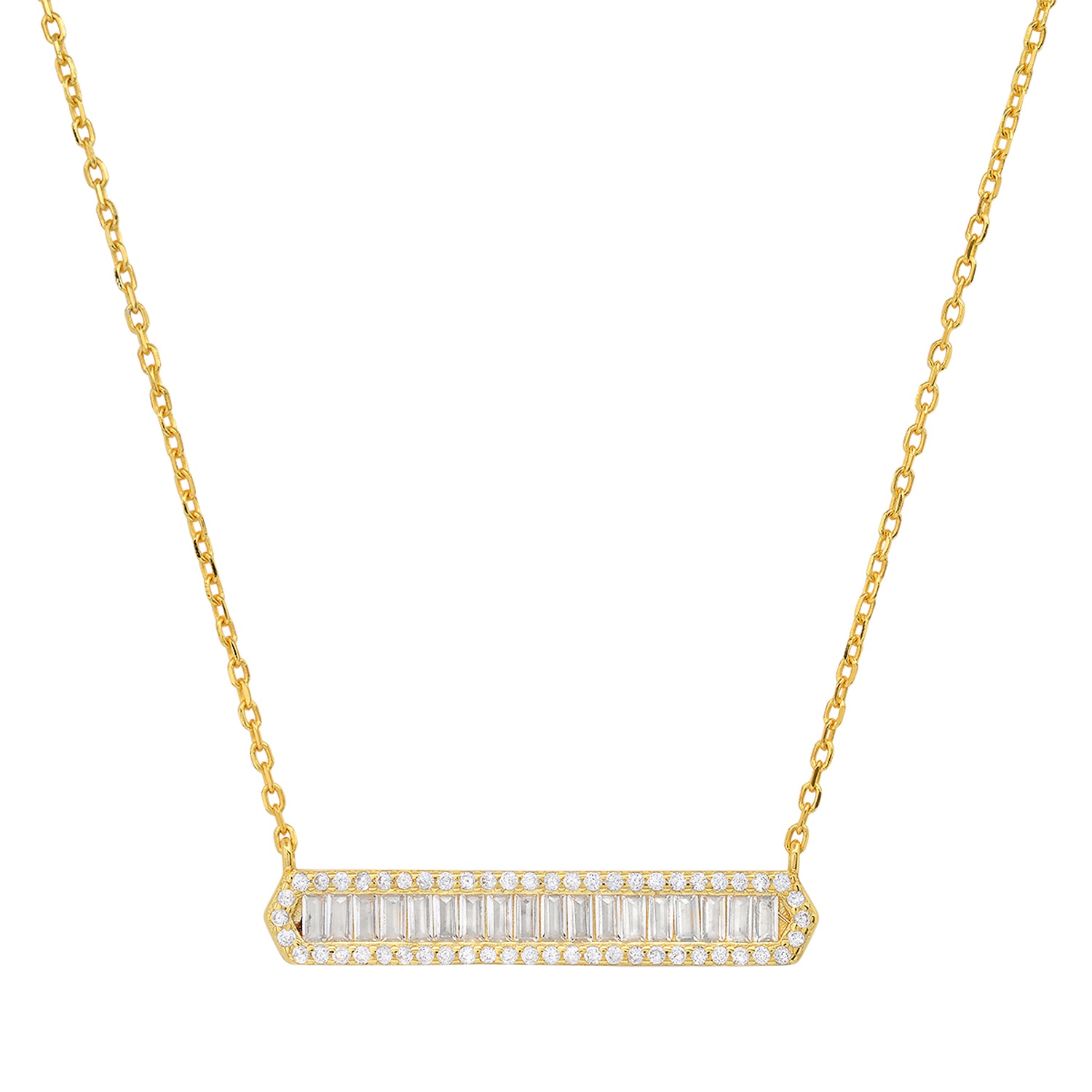Kylie Harper Women's Gold Luxurious Diamond Cz Bar Necklace