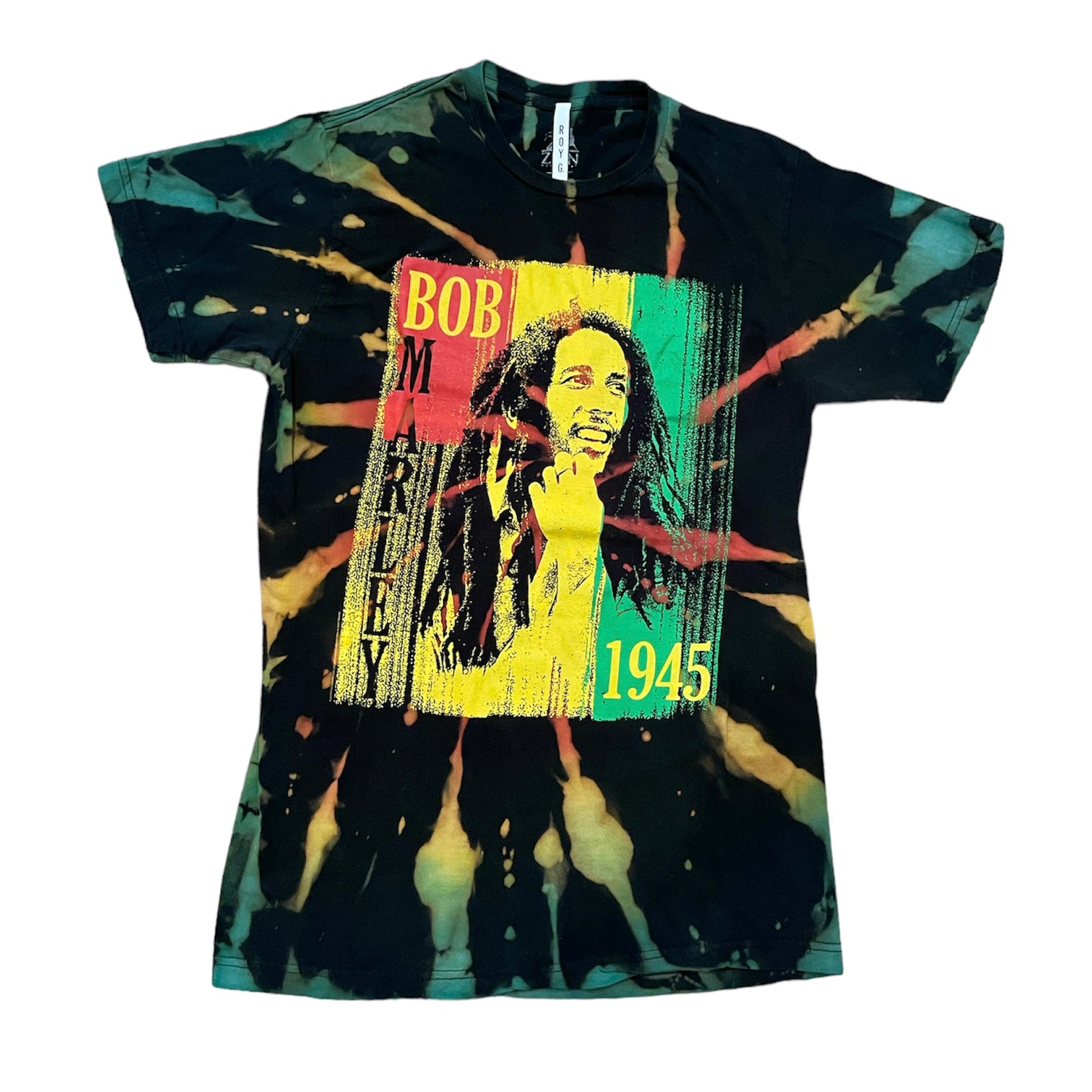 Women’s Black Bob Marley Tie-Dye Tee Medium Roy G.