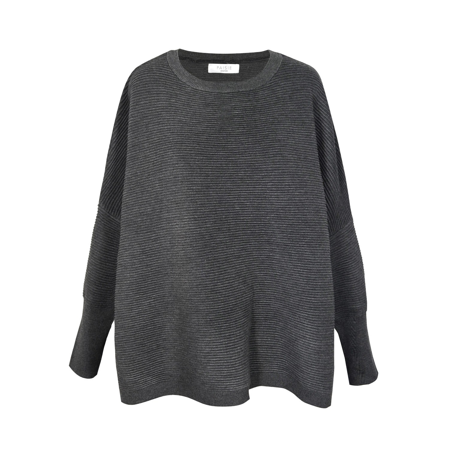 Women’s Grey Paisie Ribbed Jumper In Charcoal L/Xl