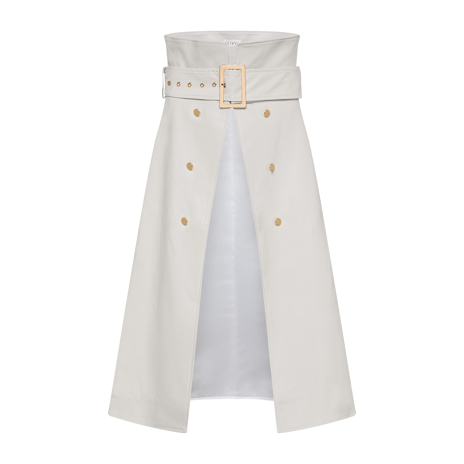 Zetaye Women's Harper Leather Wrap Trench Skirt - White In White