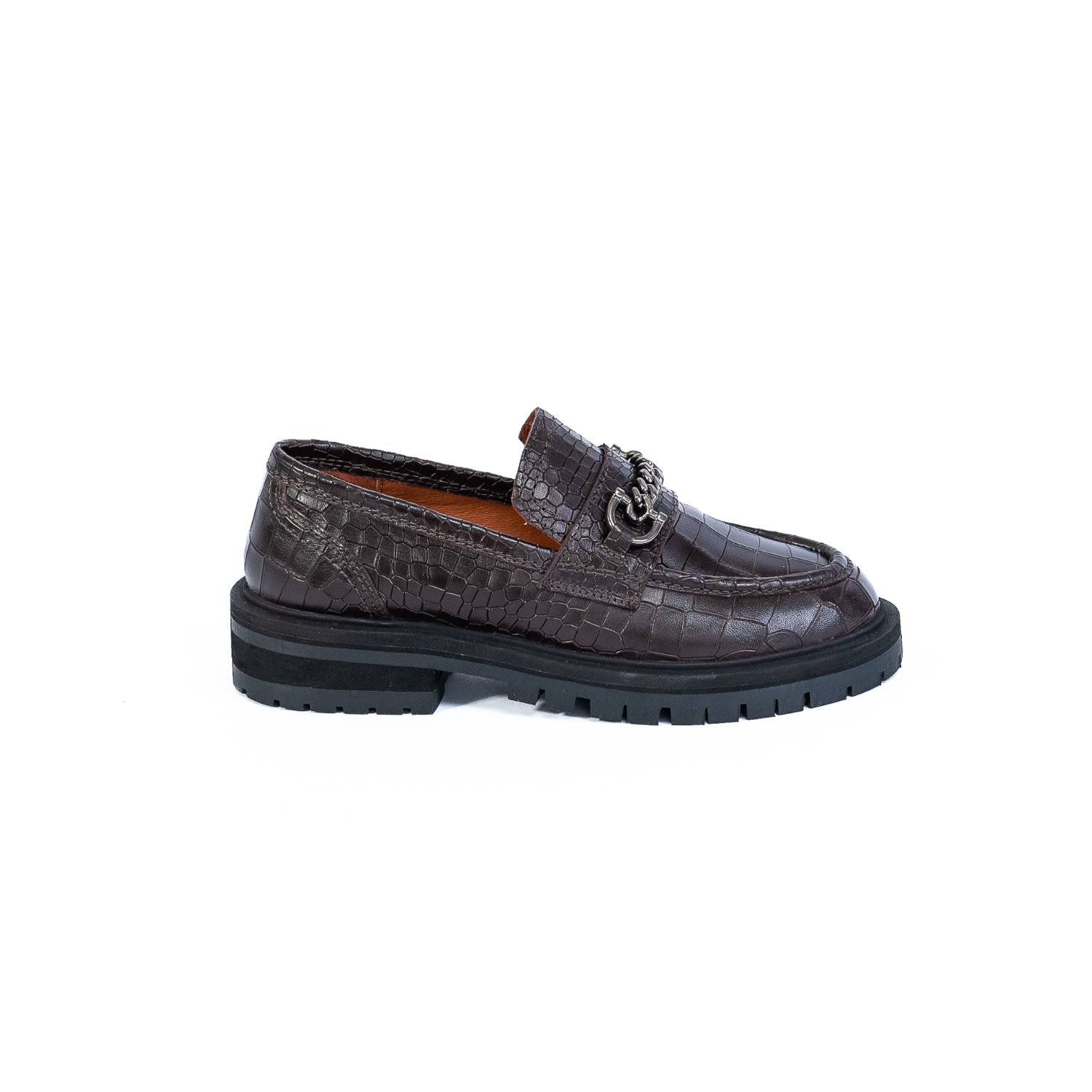 Asra Women's Brown Francine Mocha Croc Loafer In Brown