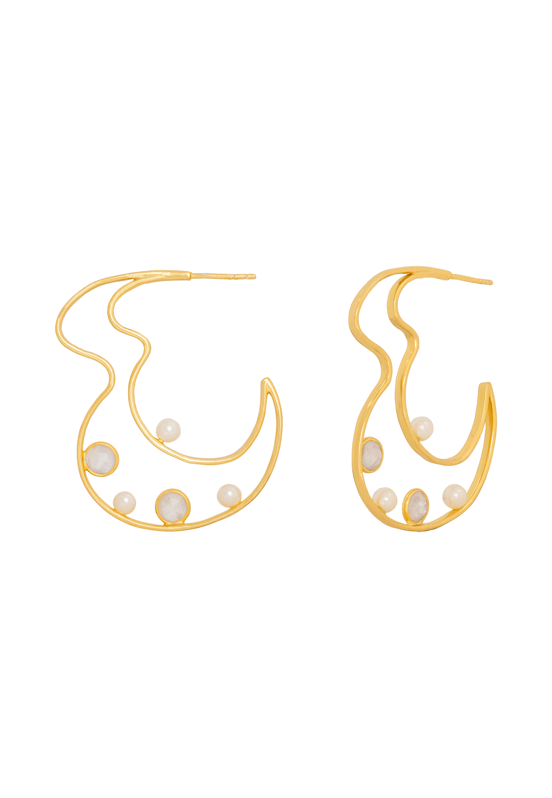 Women’s Gold / White Lyra Pearl Hoop Earrings Lavani Jewels