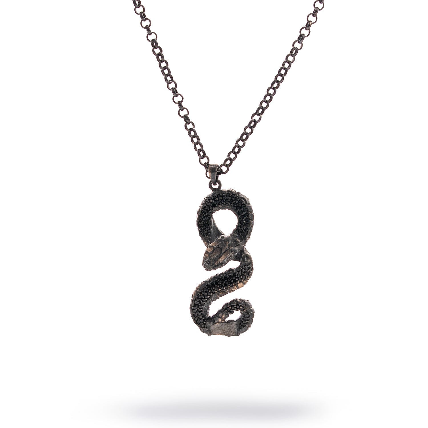 Ebru Jewelry Men's Serpent Guardian Men's Sterling Silver Necklace - Silver In Black