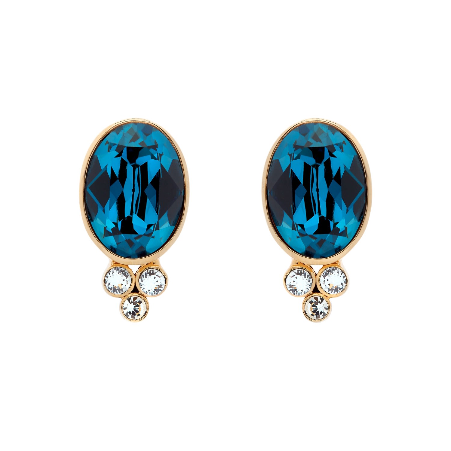 Women’s Blue Montana Crystal & Gold Clip Earrings Emma Holland Jewellery