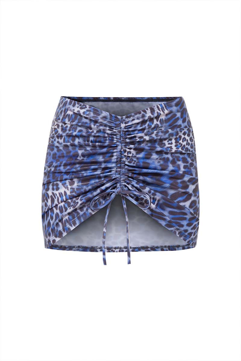 LUNA B WOMEN'S SHORT GRACE SKIRT – LEOPARD BLUE