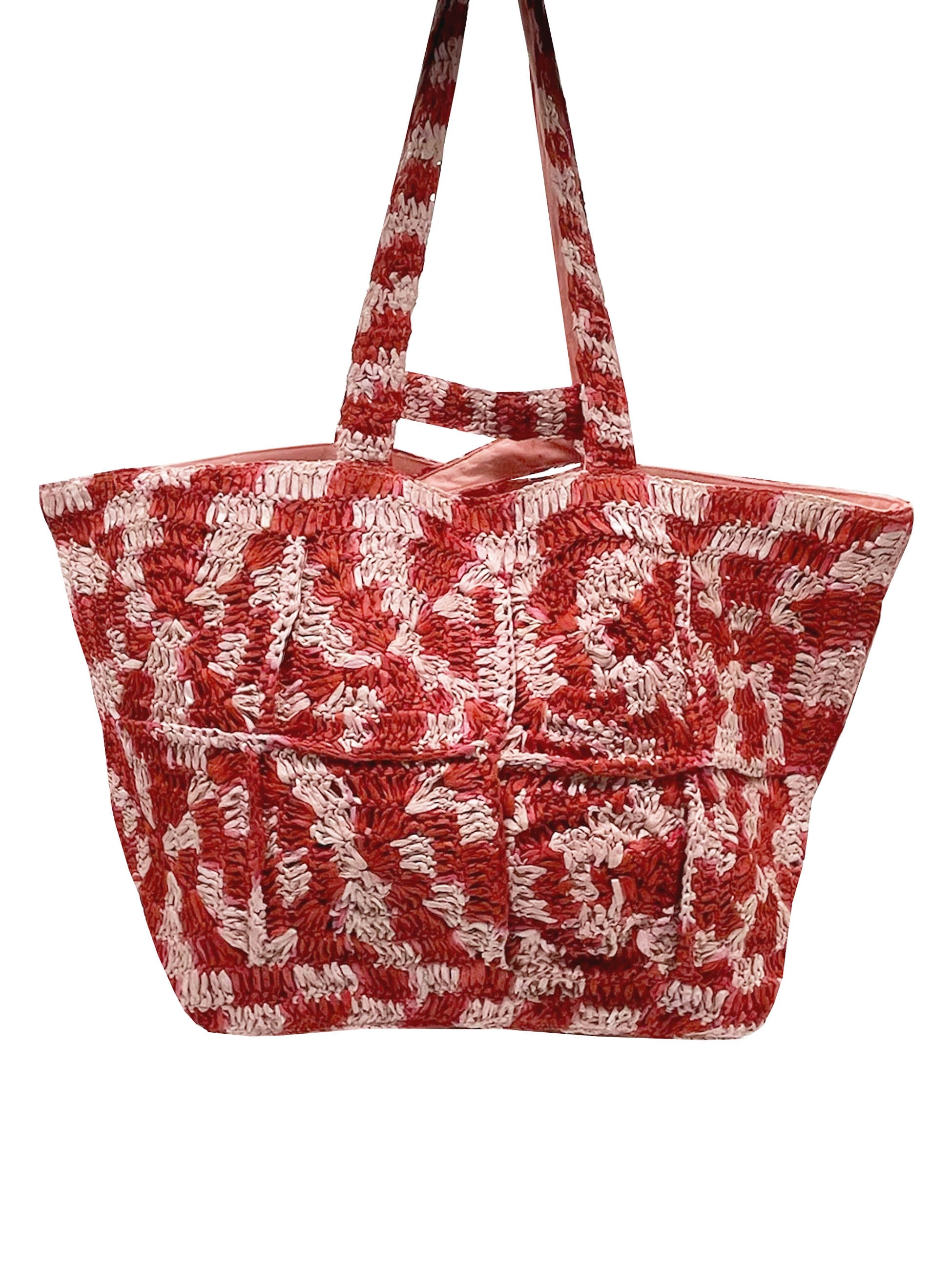 Nooki Design Glasto Crochet Tote-pink In Pink/purple