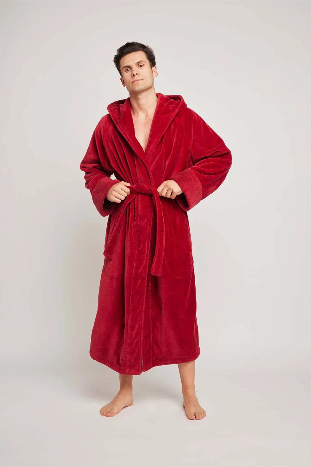 Organic Cotton Hooded Robe - In Black