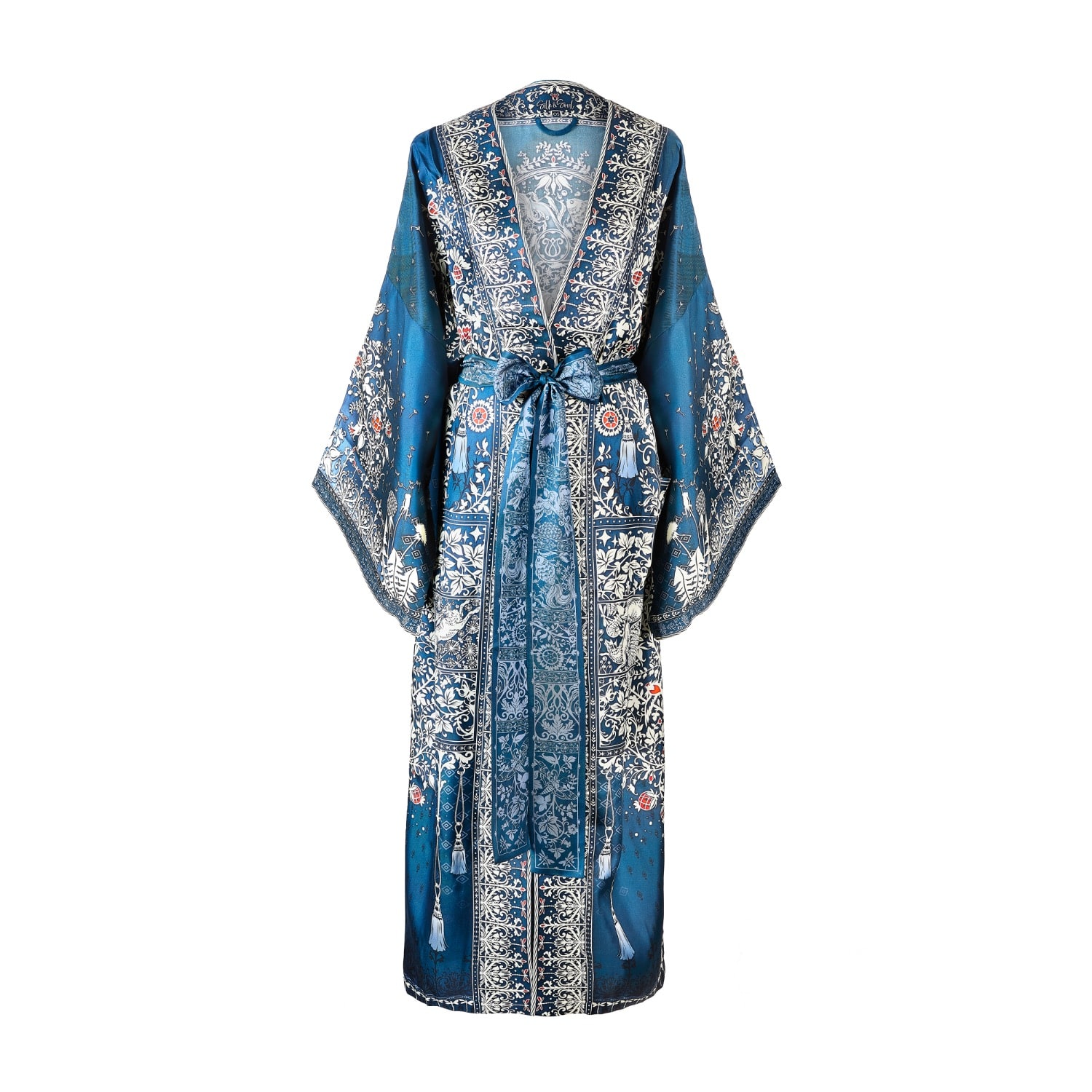 Women's Tree Of Life Silk Robe In Blue | One Size | Silk&Soul