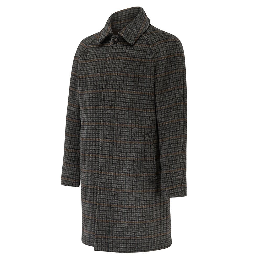 Men's Coldstream Wool Check Overcoat - Grey Microcheck | 36"/91Cm/46 Eu | Chest | Guards London