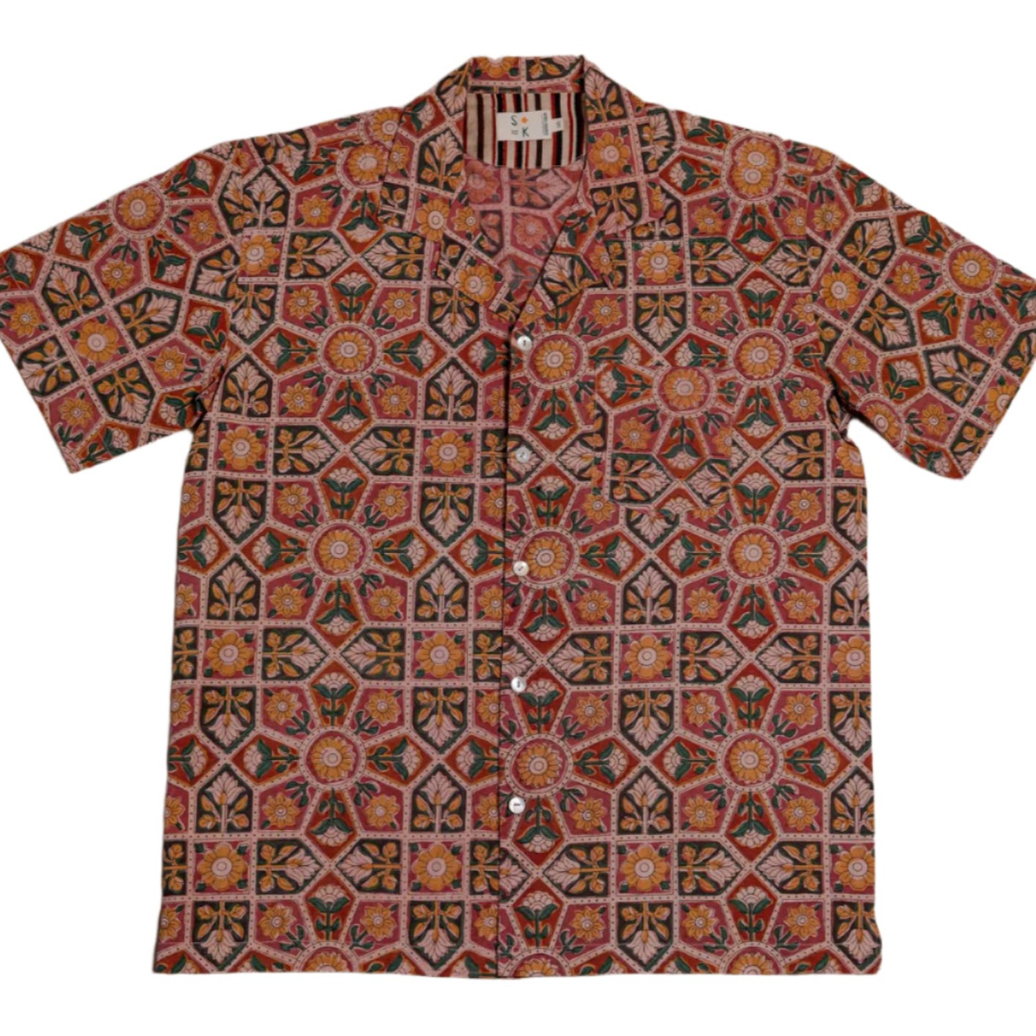 Studio Kibun Men's Foliage Unisex Handblocked Cotton Shirt