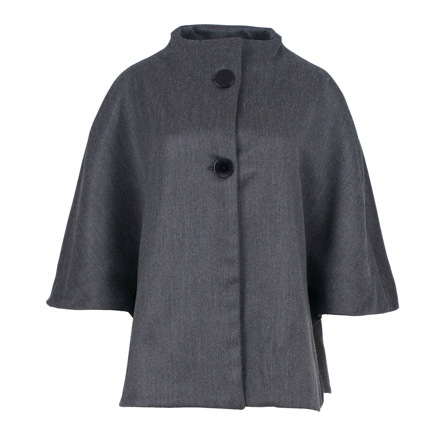 Women’s Dark Grey Wool Cape With Short Sleeves Medium Conquista