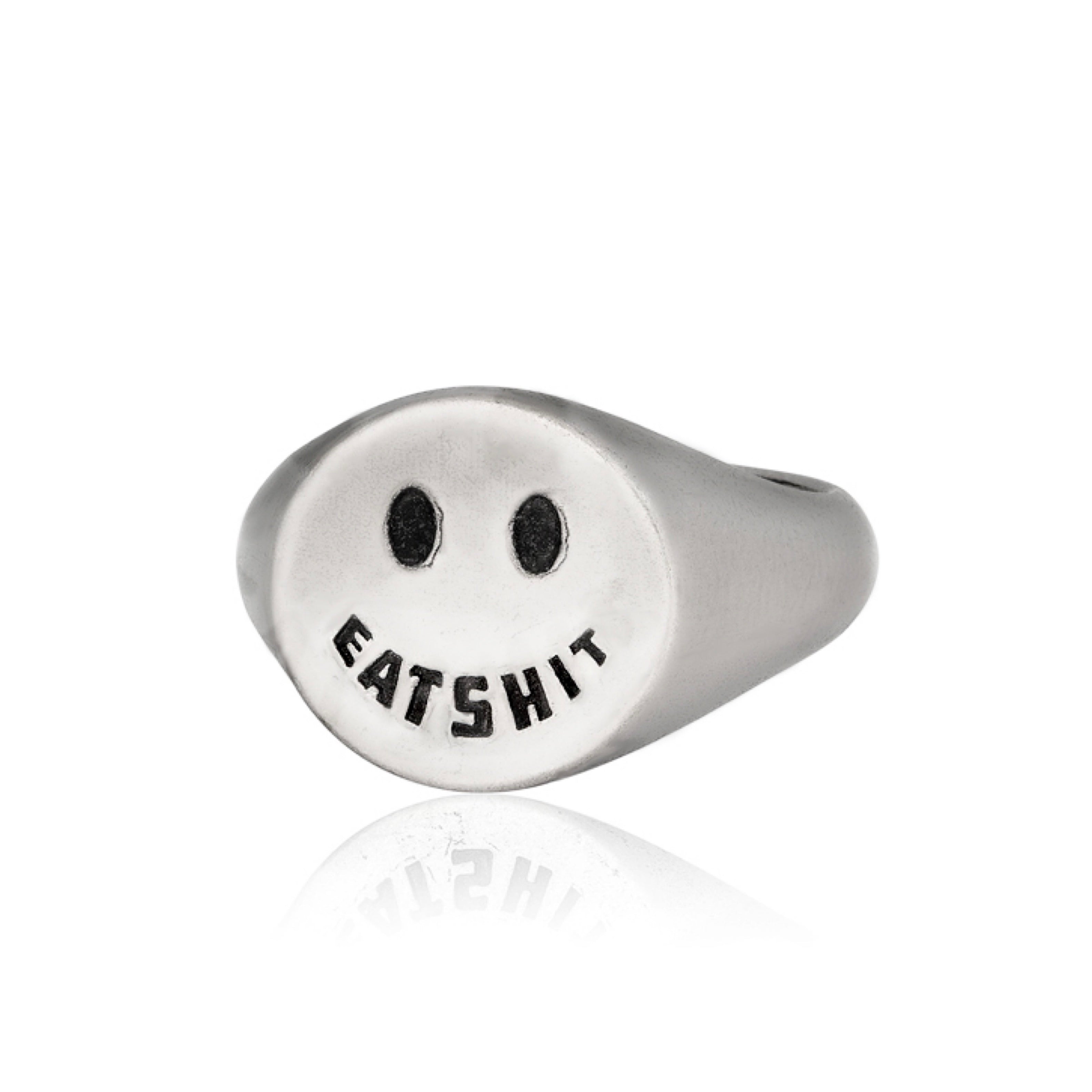 Cartography Men's Eat Shit - Smiley Ring In Sterling Silver