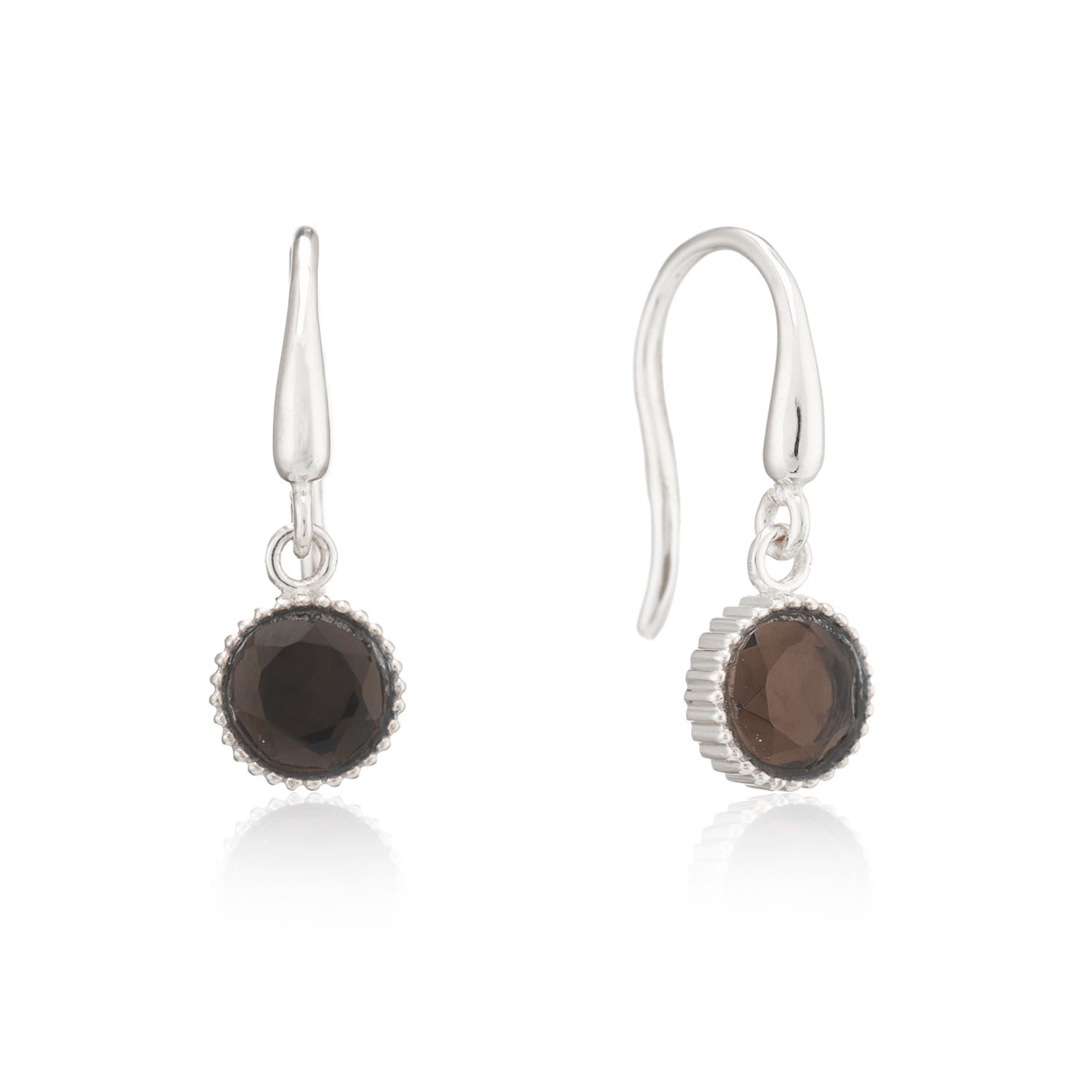 Auree Jewellery Women's Brown Barcelona Silver November Smokey Quartz Birthstone Hook Earrings In Brown
