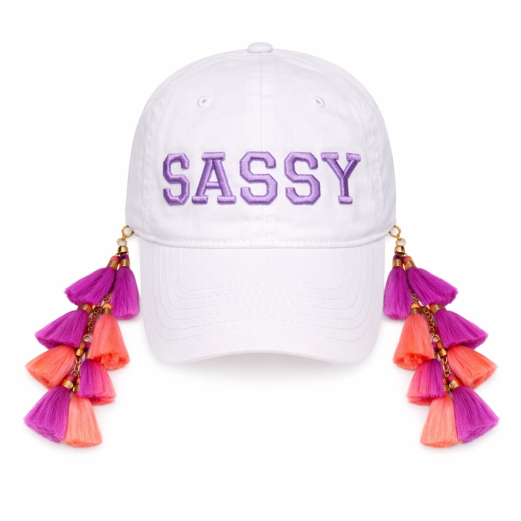 Julia Clancey Women's Tasseltastic Sassy White  Baseball Cap In Pink
