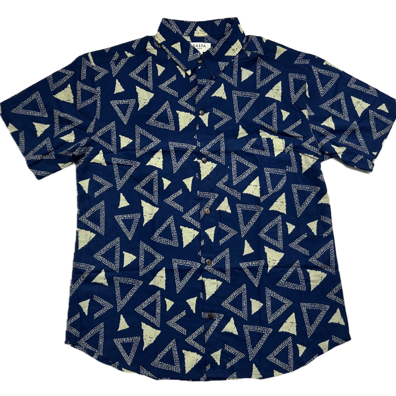 Zastastudio Men's Organic Handprinted Cotton Summer Half Sleeve Shirt E